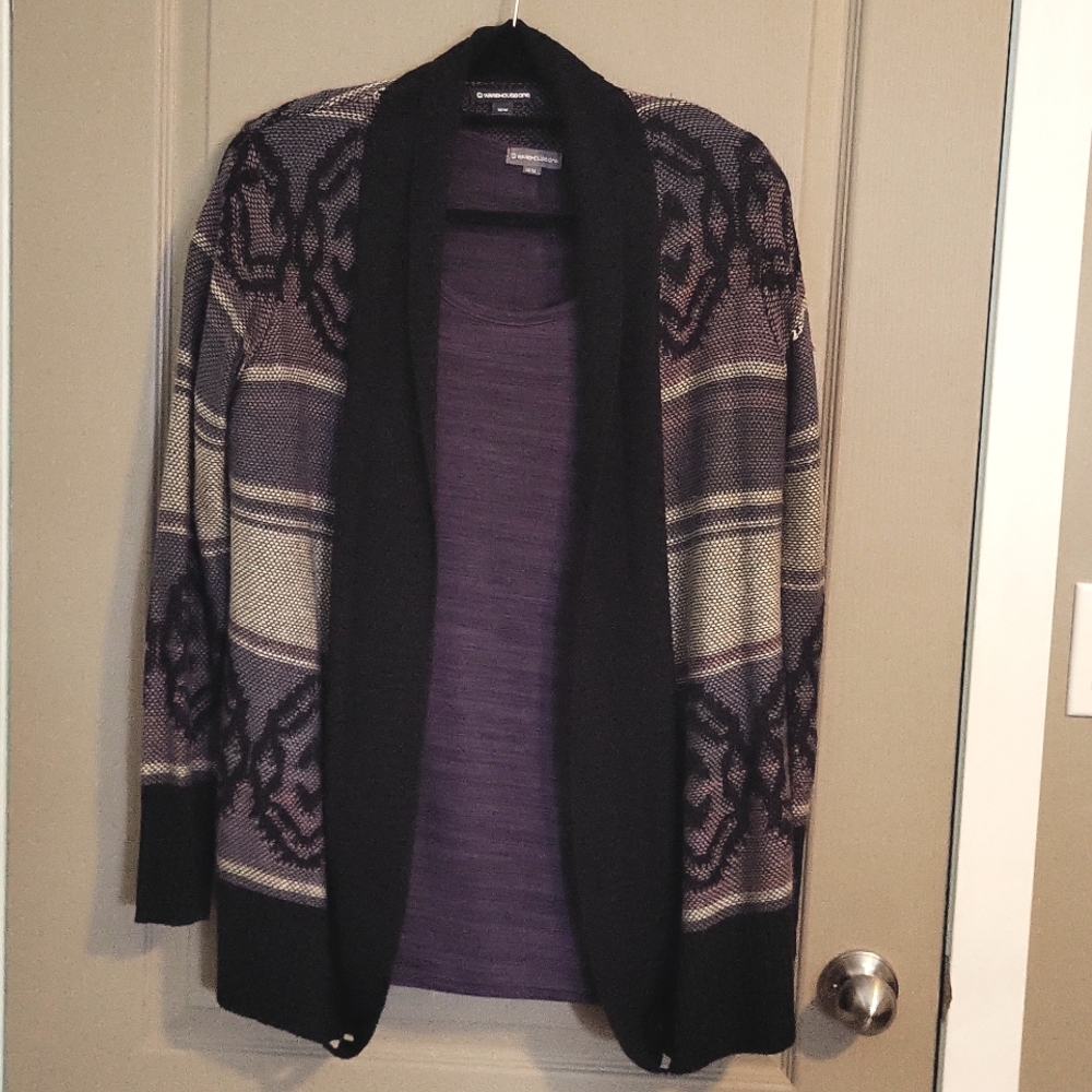 Cardigan with long sleeve top